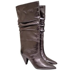 INC INTL Concepts Women Diiannaa Slouch Riding Boots Size US 5M Pewter Metallic